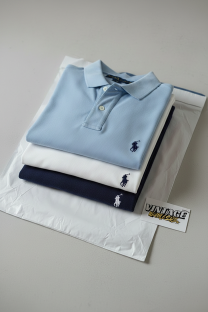 RL polo stack lichtblauw wit navy
